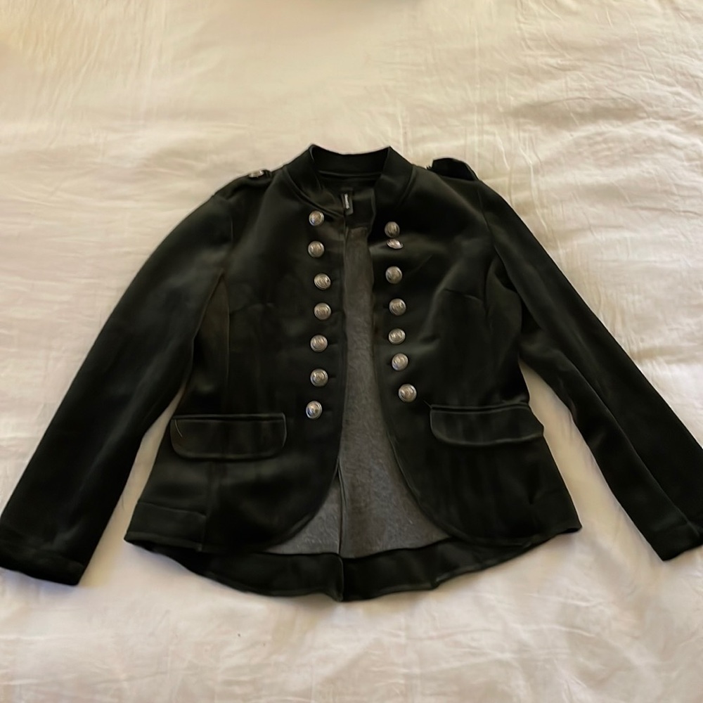 Dark green velvet military jacket